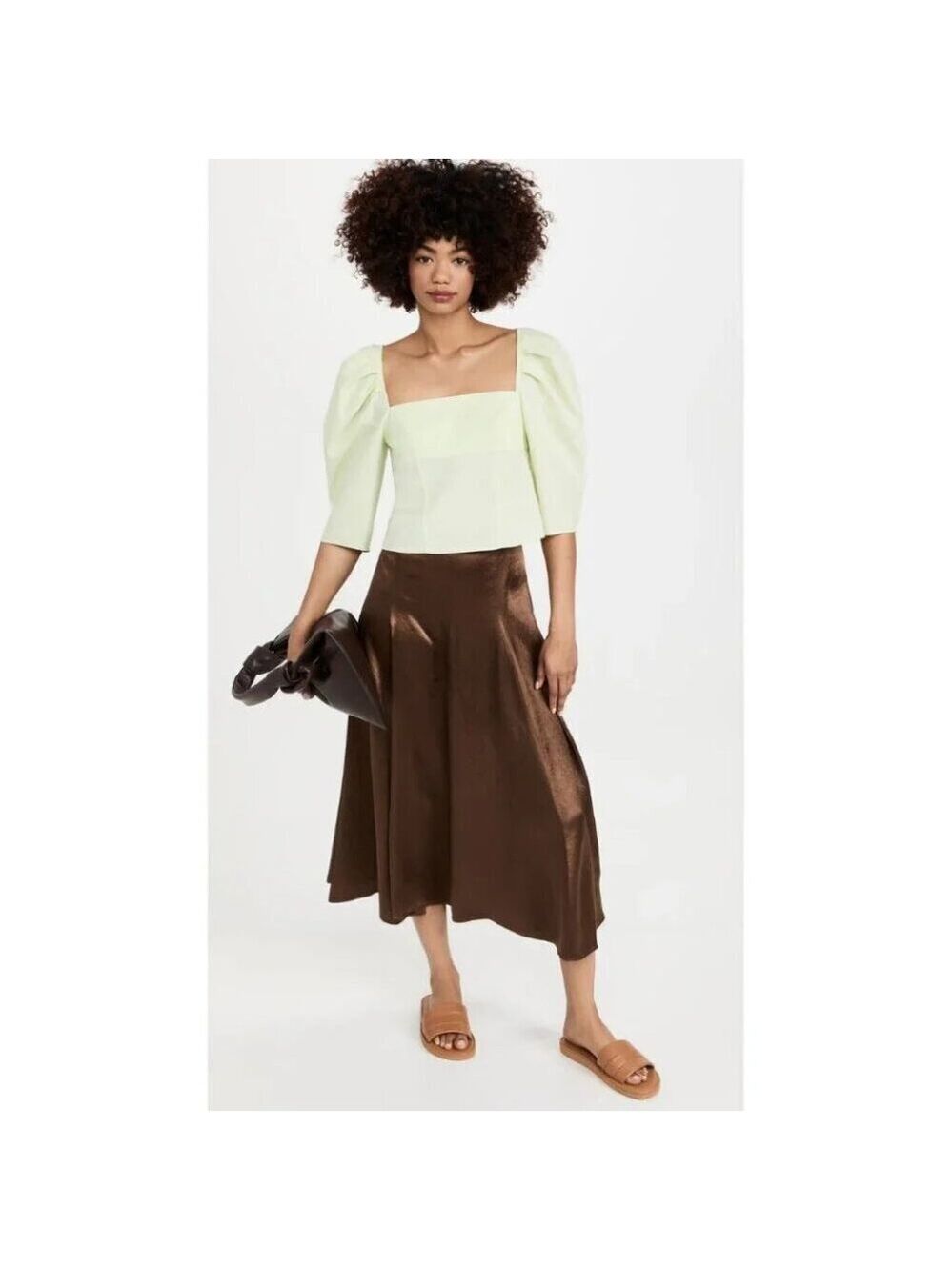 NWT Vince Draped Square Neck Top in Honeydew size 2